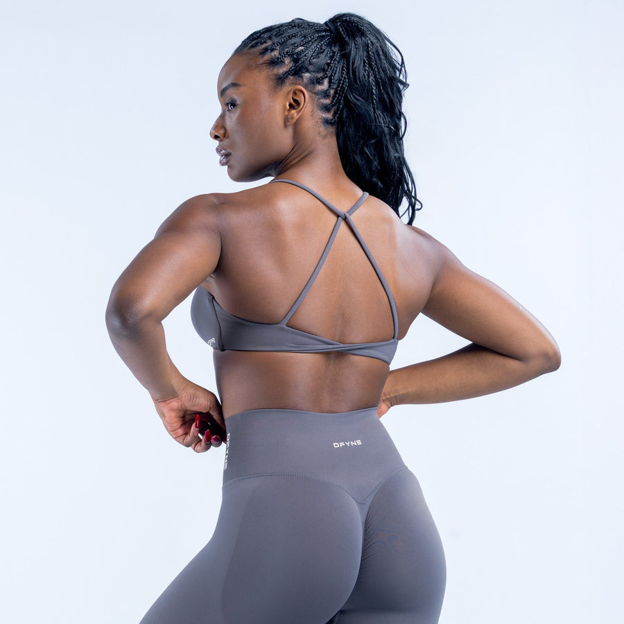 Brassière dos torsadé Dynamic Gris pierre foncé