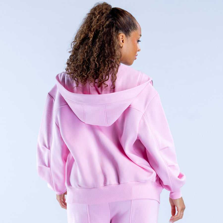 Sweat zippé imprimé Revive Rose pâle