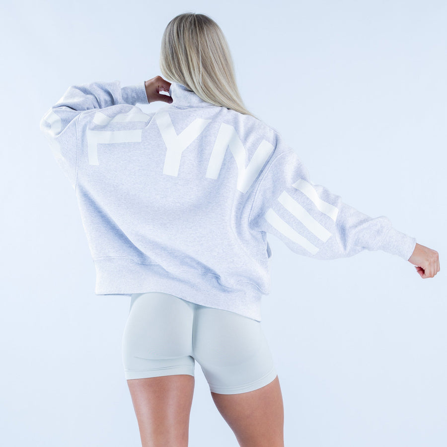 Sweat quart de zip Signature Gris chiné